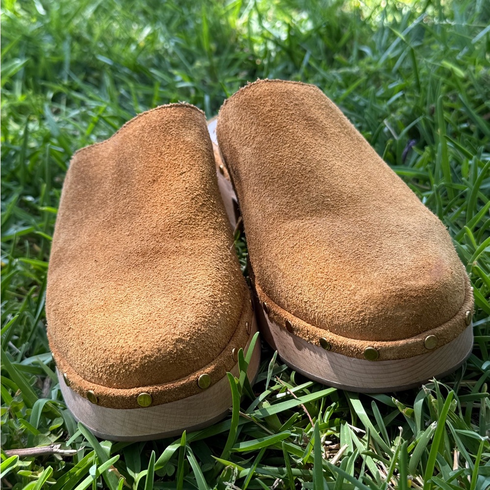 J. Crew Mules Dakota Suede Wood Sole Clogs Slip On Style Womens size 9.5 - Picture 5 of 9
